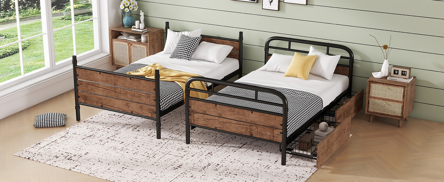 Metal Twin XL over Twin XL Bunk Bed With LED Light And Charge Station 23 Metal Twin XL over Twin XL Bunk Bed With LED Light And Charge Station