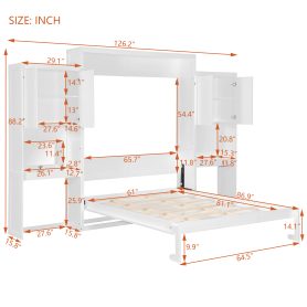 Queen Size Murphy Bed with Desk, Vanity and Cabinets