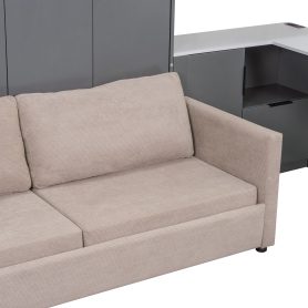 Queen Wall Murphy Bed with Hydraulic Storage, Sofa, Shelves & Drawers, LED/USB Lighting