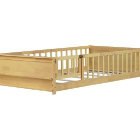 Twin Size Floor Bed with Built-in Book Rack and Door