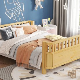 Full Size Wood Low Profile Full Bed With Rails