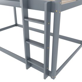 Low Solid Wood Twin Over Twin Bunk Bed With Ladder