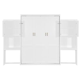 Queen Size Murphy Bed with Desk, Vanity and Cabinets