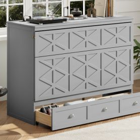 Queen Size Murphy Bed with Large Drawers and USB