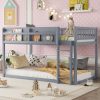 Low Solid Wood Twin Over Twin Bunk Bed With Ladder