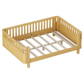 Full Size Wood Low Profile Full Bed With Rails