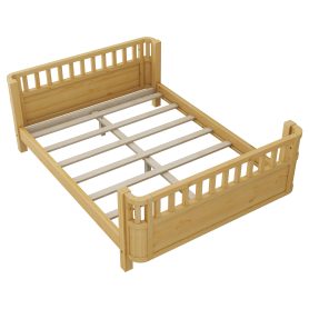 Full Size Wood Low Profile Full Bed With Rails