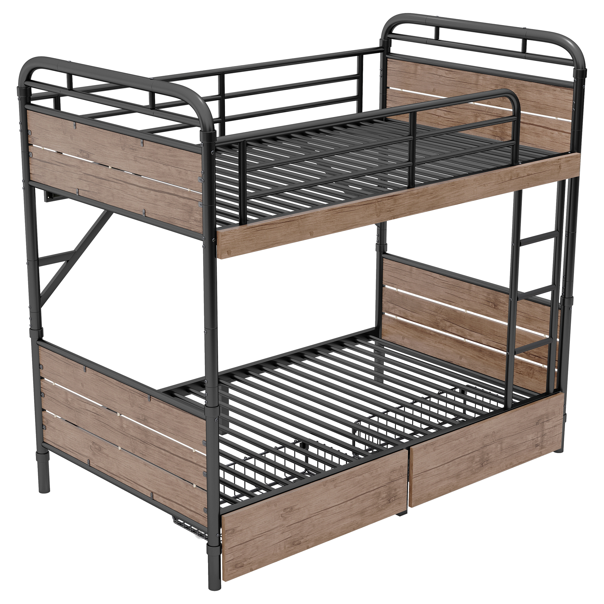 Metal Twin XL over Twin XL Bunk Bed With LED Light And Charge Station 19 Metal Twin XL over Twin XL Bunk Bed With LED Light And Charge Station
