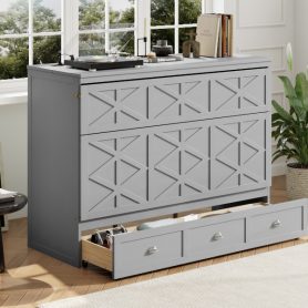 Queen Size Murphy Bed with Large Drawers and USB