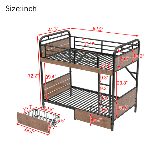 Metal Twin XL over Twin XL Bunk Bed With LED Light And Charge Station 20 Metal Twin XL over Twin XL Bunk Bed With LED Light And Charge Station