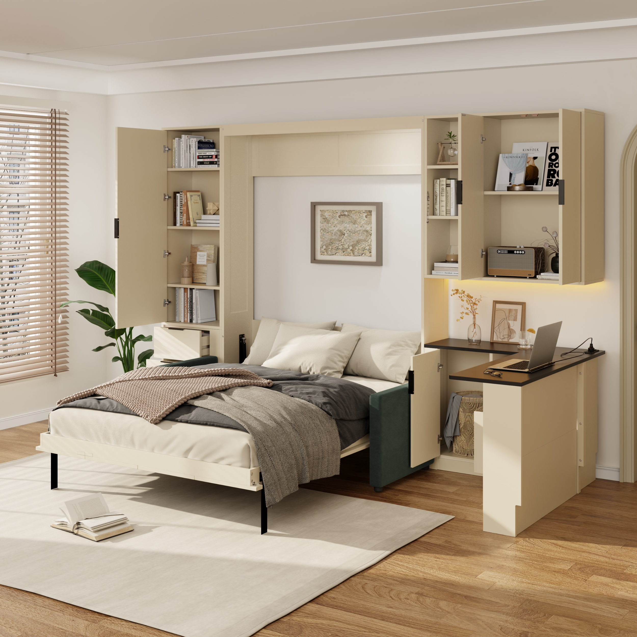 Assembly Instruction For LP000392AAA 5 Queen Wall Murphy Bed with Hydraulic Storage, Sofa, Shelves & Drawers, LED/USB Lighting