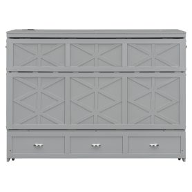 Queen Size Murphy Bed with Large Drawers and USB