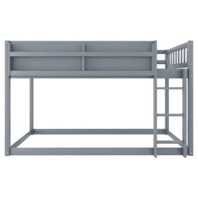 Low Solid Wood Twin Over Twin Bunk Bed With Ladder