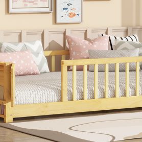 Twin Size Floor Bed with Built-in Book Rack and Door