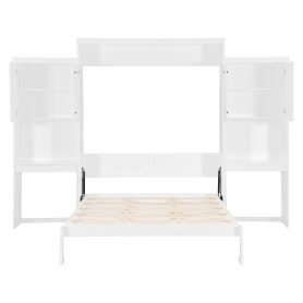 Queen Size Murphy Bed with Desk, Vanity and Cabinets