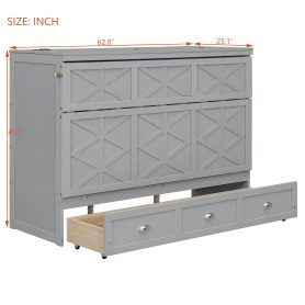 Queen Size Murphy Bed with Large Drawers and USB