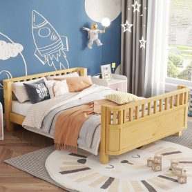 Full Size Wood Low Profile Full Bed With Rails