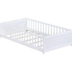 Twin Size Floor Platform Bed with Built-in Book Rack
