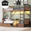 Metal Twin XL over Twin XL Bunk Bed With LED Light And Charge Station