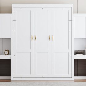 Queen Size Murphy Bed with Desk, Vanity and Cabinets