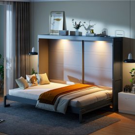 Modern Design Queen Size Murphy Bed with LED Lights