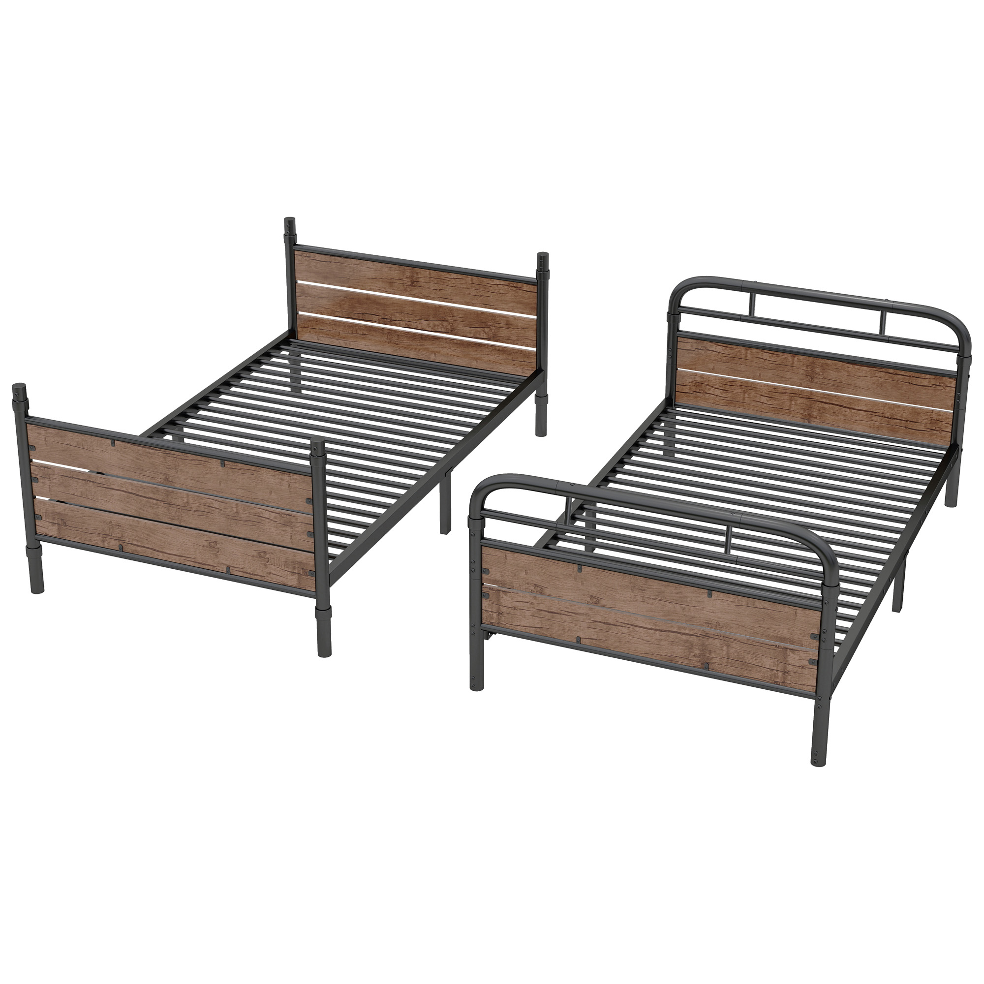 Metal Twin XL over Twin XL Bunk Bed With LED Light And Charge Station 11 Metal Twin XL over Twin XL Bunk Bed With LED Light And Charge Station