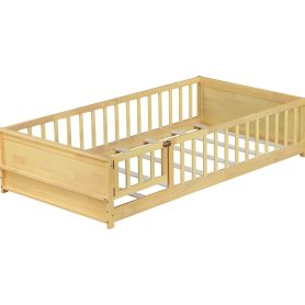 Twin Size Floor Bed with Built-in Book Rack and Door