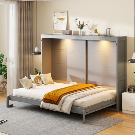 Modern Design Queen Size Murphy Bed with LED Lights