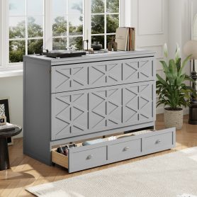 Queen Size Murphy Bed with Large Drawers and USB