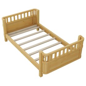 Twin Size Wood Low Profile Full Bed With Rails