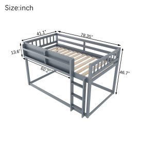 Low Solid Wood Twin Over Twin Bunk Bed With Ladder
