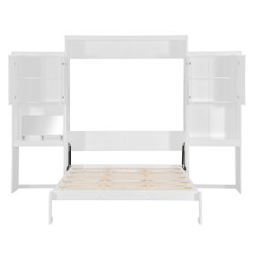 Queen Size Murphy Bed with Desk, Vanity and Cabinets