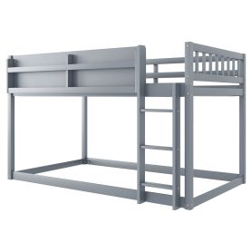 Low Solid Wood Twin Over Twin Bunk Bed With Ladder