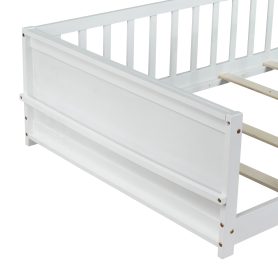 Twin Size Floor Platform Bed with Built-in Book Rack