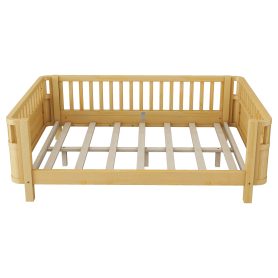 Full Size Wood Low Profile Full Bed With Rails