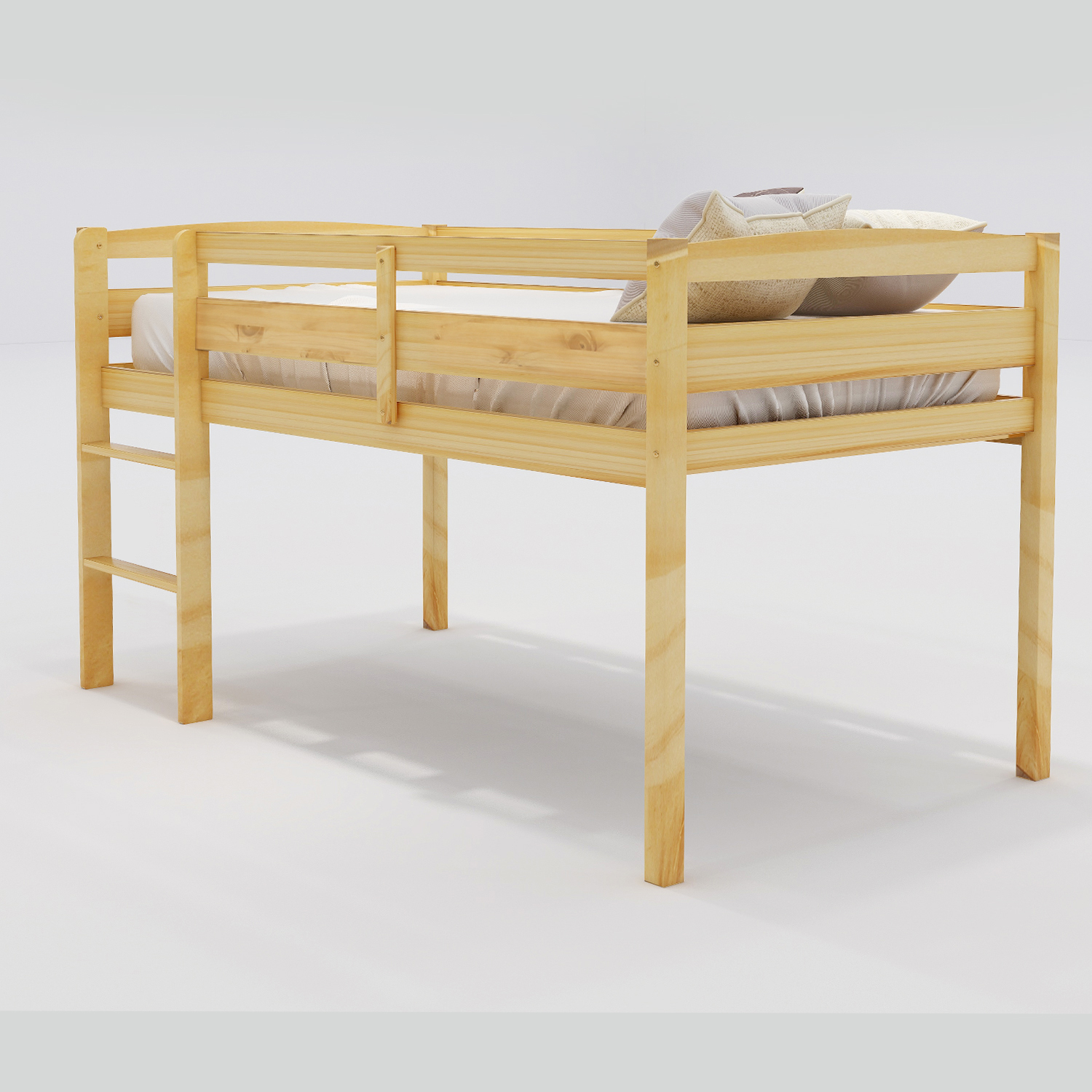 Solid Wood Twin Size Loft Bed with Ladder 8 Solid Wood Twin Size Loft Bed with Ladder