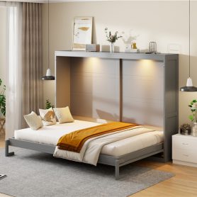 Modern Design Queen Size Murphy Bed with LED Lights