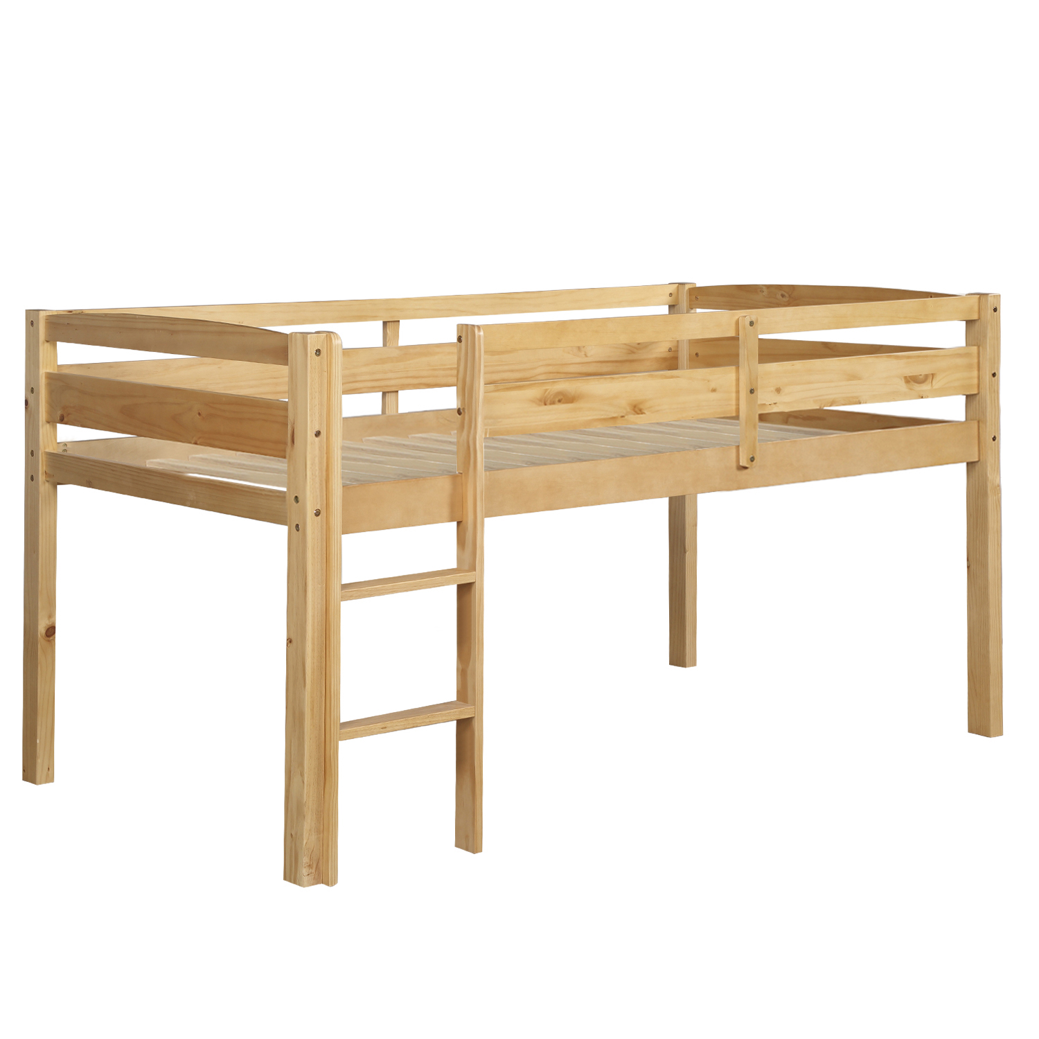 Solid Wood Twin Size Loft Bed with Ladder 6 Solid Wood Twin Size Loft Bed with Ladder