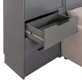 Queen Wall Murphy Bed with Hydraulic Storage, Sofa, Shelves & Drawers, LED/USB Lighting