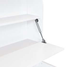 Twin Size Wooden LED Platform Bed with Trundle, Storage Headboard and Drawers