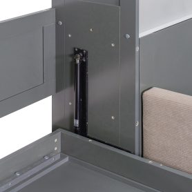 Queen Wall Murphy Bed with Hydraulic Storage, Sofa, Shelves & Drawers, LED/USB Lighting