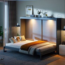 Modern Design Queen Size Murphy Bed with LED Lights