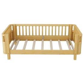 Twin Size Wood Low Profile Full Bed With Rails
