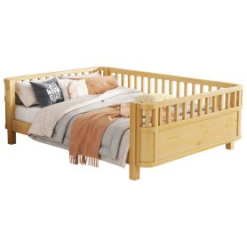 Full Size Wood Low Profile Full Bed With Rails