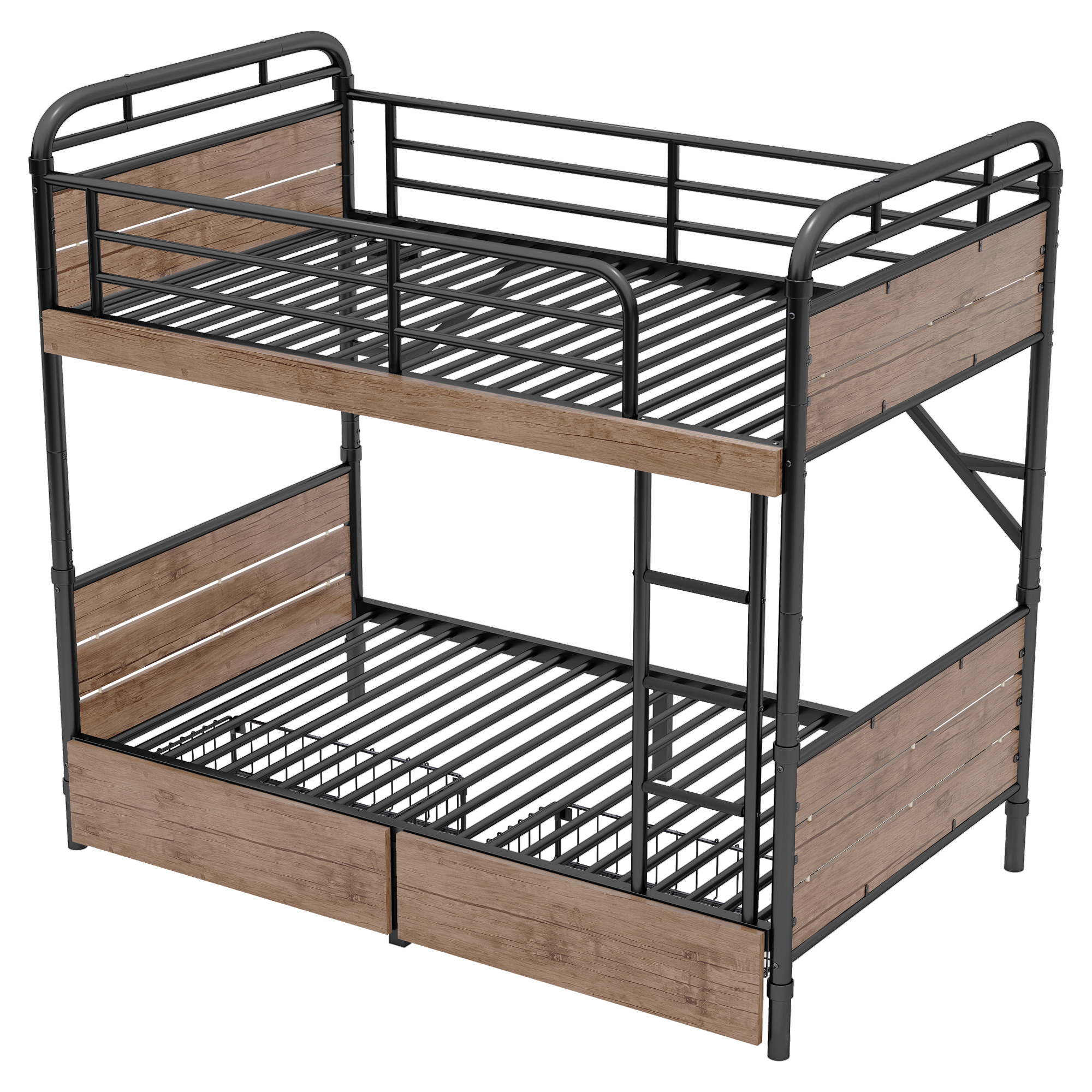 Metal Twin XL over Twin XL Bunk Bed With LED Light And Charge Station 17 Metal Twin XL over Twin XL Bunk Bed With LED Light And Charge Station