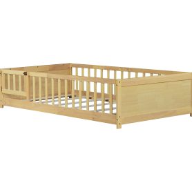 Twin Size Floor Bed with Built-in Book Rack and Door