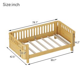 Twin Size Wood Low Profile Full Bed With Rails