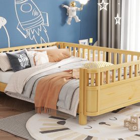 Full Size Wood Low Profile Full Bed With Rails