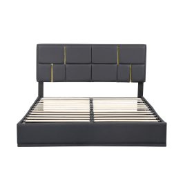Upholstered Queen Size Platform Bed with Hydraulic Storage System