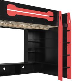 Full Size Wood Loft Bed with Desk, Multi-storage Shelves and RGB Light 31 Full Size Wood Loft Bed with Desk, Multi-storage Shelves and RGB Light